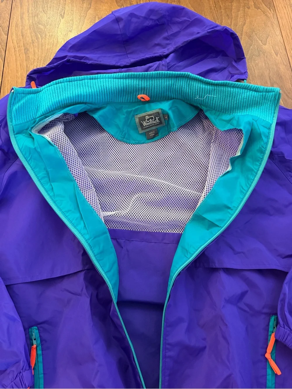 Woolrich Kids Purple Rain Jacket with Teal & Coral Accents
